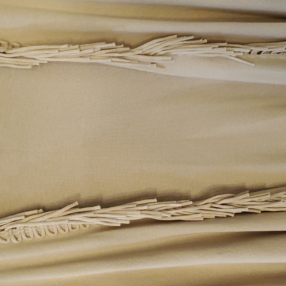 Coldwater Creek Womans Tan Soft Fringed Boho Shawl One Size - Picture 4 of 10